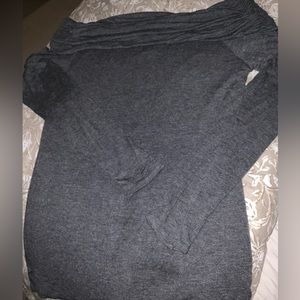 Max Studio off the shoulder dark gray top